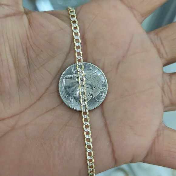 10kt Real Gold Cuban Diamond Cut Chain 3.4mm 16 inches